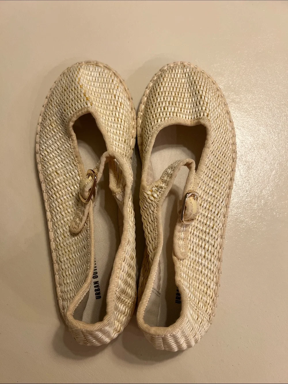 Urban Outfitters Cream Woven Mary Jane Flats - Picture 2 of 3